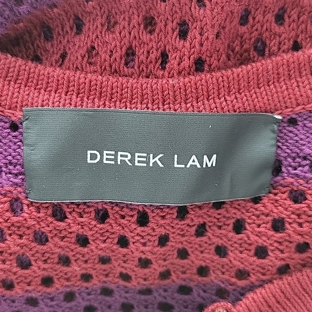 Derek Lam Purple Wine Zip Front Mesh Weave Cardigan Size Medium - Picture 6 of 6
